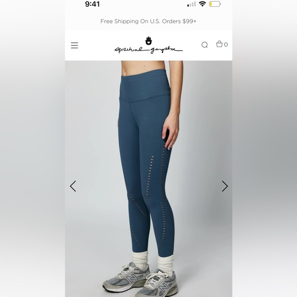 Spiritual Gangster Pants - Size M/L Spirtual Gangster blue leggings with detailing on the side.